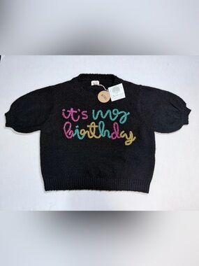BiBi NWT It's My Birthday Black Bouclé Knit Sweater Women's Size M Boutique